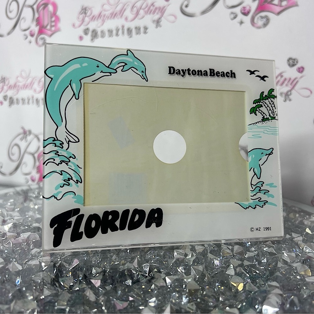 Florida picture frame Daytona beach 1991 vintage Dolphin Photo Frame